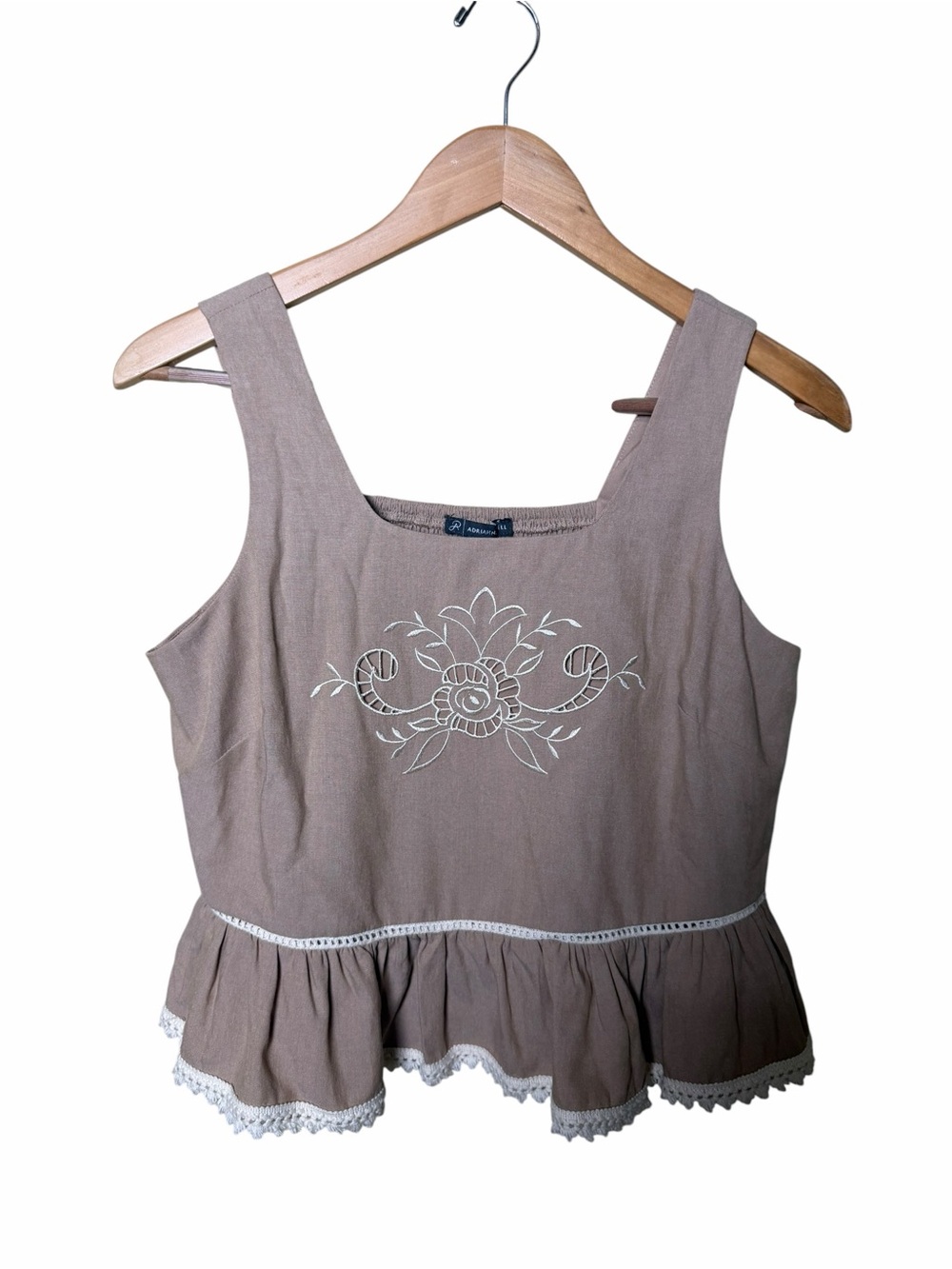 New Adrianna Papell Cottagecore Embroidered Peplum Top & Maxi Skirt Set Small - Picture 2 of 9